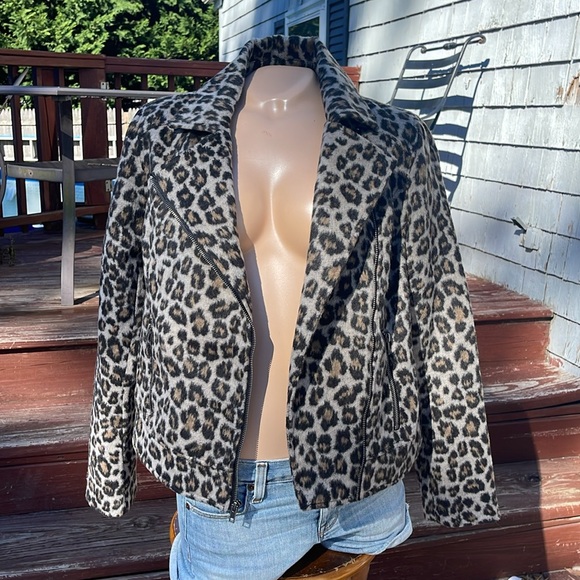 Cupcakes and Cashmere Wool Blend Leopard Print Sz Small Zippered lined Jacket - Picture 11 of 11